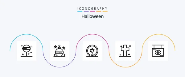 Halloween Line Icon Pack Including Board Хэллоуин Праздники Кладбище Костюм — стоковый вектор