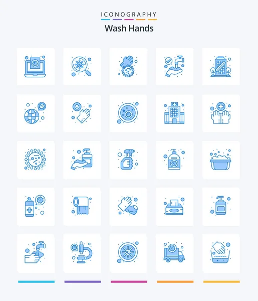 Creative Wash Hands Blue Icon Pack Building Medical Scan Hands — Archivo Imágenes Vectoriales
