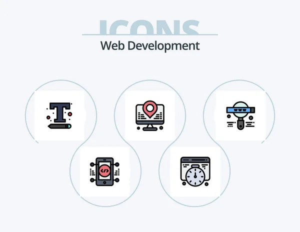 Web Development Line Filled Icon Pack Icon Design Development Web — Stockvektor