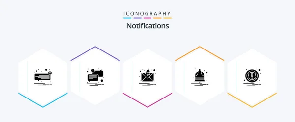 Notifications Glyph Icon Pack Including Attention Alarm Unread Notify Bell — Vector de stock