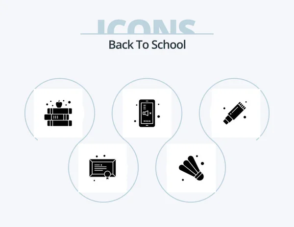 Back School Glyph Icon Pack Icon Design Rubber Remove Education — Vetor de Stock