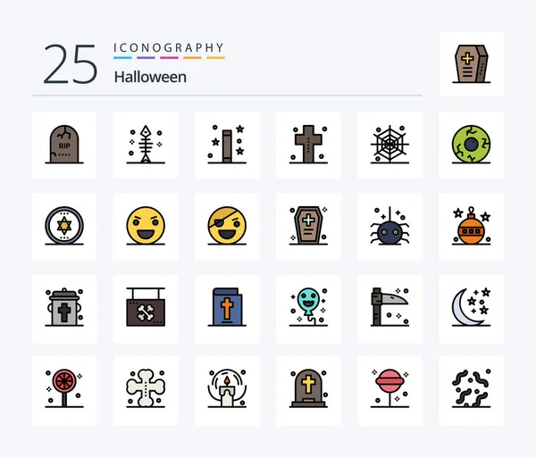 Halloween Line Filled Icon Pack Including Halloween Dead Seafood Costume — Stock vektor