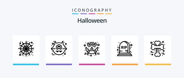 Halloween Line Icon Pack Including Halloween Bloody Knife Bloody Cat — Vetor de Stock