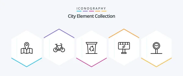 City Element Collection Line Icon Pack Including Advertisement Sign Travel — Stockvektor