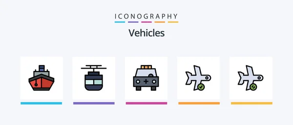 Vehicles Line Filled Icon Pack Including Cancel Transportation Vehicles Outline — Archivo Imágenes Vectoriales