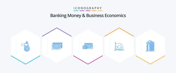 Banking Money Business Economics Blue Icon Pack Including Graph Arrows — Stockový vektor