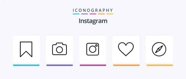 Instagram Line Icon Pack Including View Social Timeline Photo Camera — Vettoriale Stock