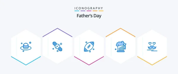 Fathers Day Blue Icon Pack Including Fathers Celebrate Father Fathers — Stock Vector