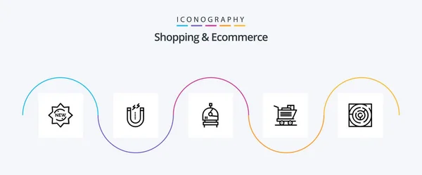 Shopping Ecommerce Line Icon Pack Including Strategy Map Astronaut Maze — 图库矢量图片