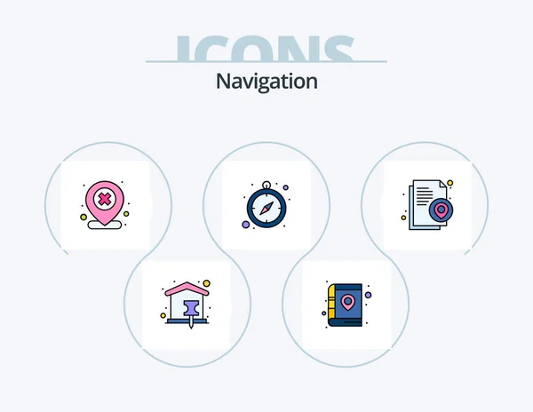 Navigation Line Filled Icon Pack Icon Design Pin Location Email — Stockvector