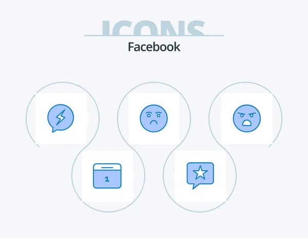 Facebook Blue Icon Pack Icon Design Emotion Sad Chat Feeling — Vettoriale Stock