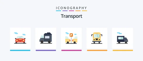 Transport Flat Icon Pack Including Truck Delivery Car Truck Cargo — 图库矢量图片