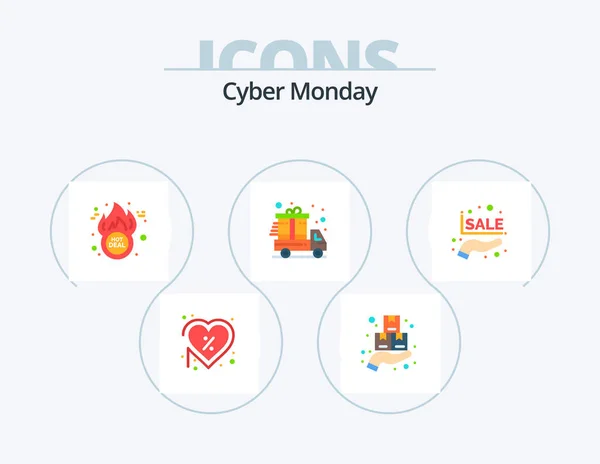 Cyber Monday Flat Icon Pack Icon Design Discount Cyber Monday — Stockvector