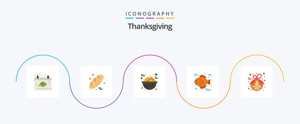 Thanksgiving Flat Icon Pack Including Thank Thanksgiving Bowl Food Food — 图库矢量图片