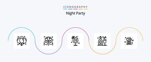 Night Party Line Icon Pack Including Night Party Stool Party — 图库矢量图片