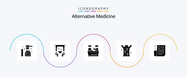 Alternative Medicine Glyph Icon Pack Including Healthcare Medical Beauty Leech — Wektor stockowy