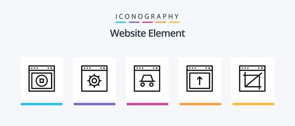 Website Element Line Icon Pack Including Business Right Blog Layout — Stok Vektör
