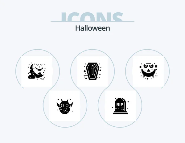 Halloween Glyph Icon Pack Icon Design Halloween Emoticons Moon Holidays — Stock Vector