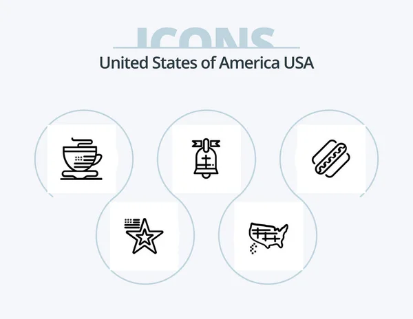 Usa Line Icon Pack Icon Design American Usa America American — Stock Vector