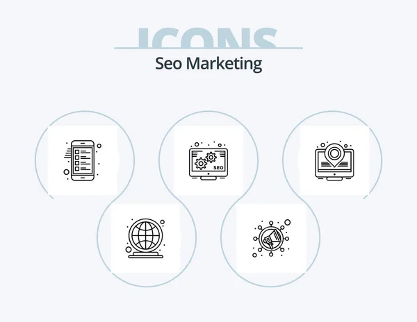 Seo Marketing Line Icon Pack Icon Design Optimization Remarketing Marketing — Stock Vector