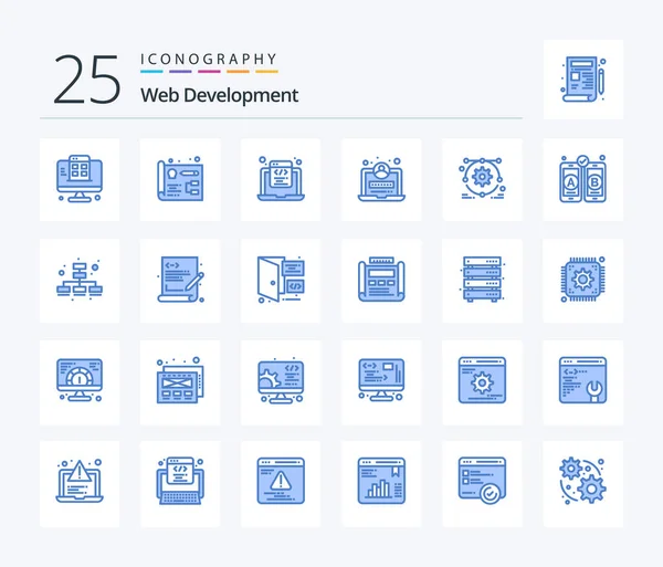 Web Development Blue Color Icon Pack Including Setting Development Html — 图库矢量图片