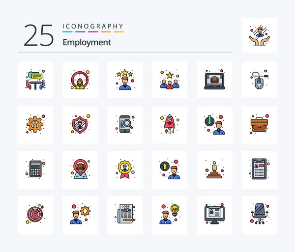 Employment Line Filled Icon Pack Including Laptop Brief Employee Best — Stockový vektor