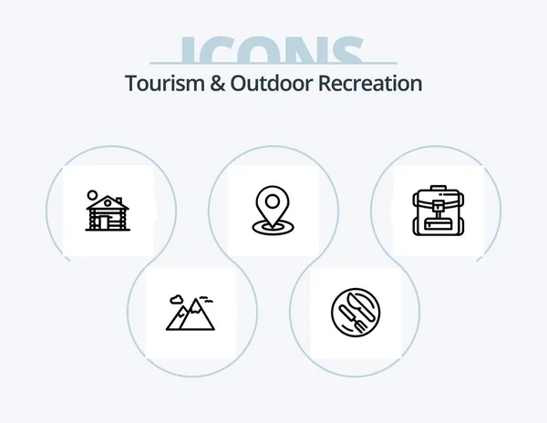 Tourism Outdoor Recreation Line Icon Pack Icon Design Bonfire Hot — Stock Vector