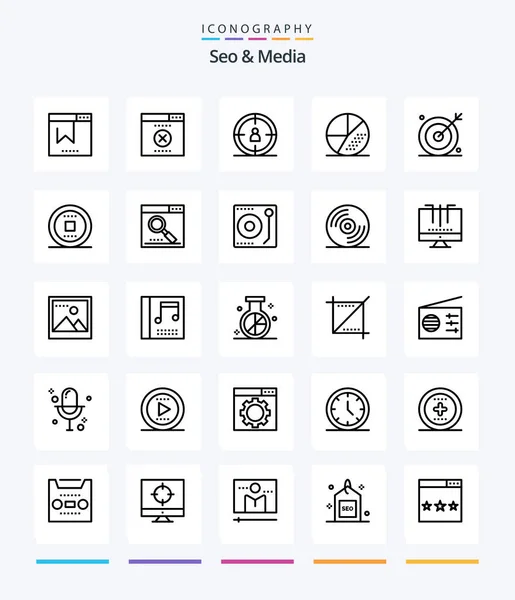 Creative Seo Media Outline Icon Pack Stop Control Target Seo — Stok Vektör
