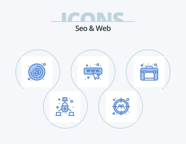 Seo Web Blue Icon Pack Icon Design Design Webpage Address — Vetor de Stock