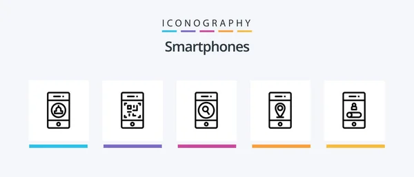 Smartphones Line Icon Pack Including Application Smartphone Store Mobile Recycle — Archivo Imágenes Vectoriales