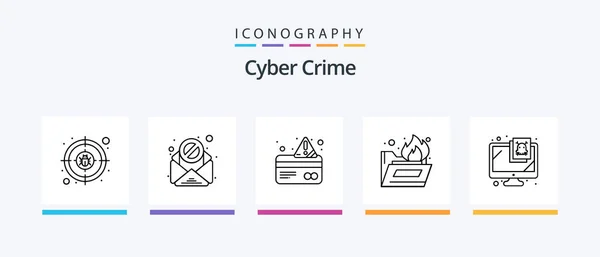 Cyber Crime Line Icon Pack Including Data Antivirus Mobile Web — Vetor de Stock