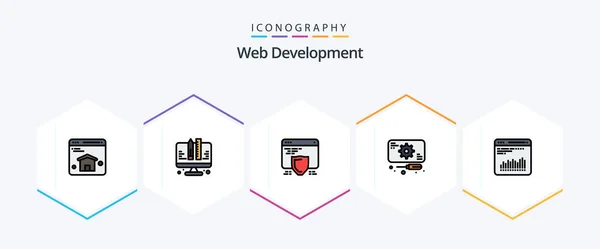 Web Development Filledline Icon Pack Including Chart Chart Seo Service — Archivo Imágenes Vectoriales