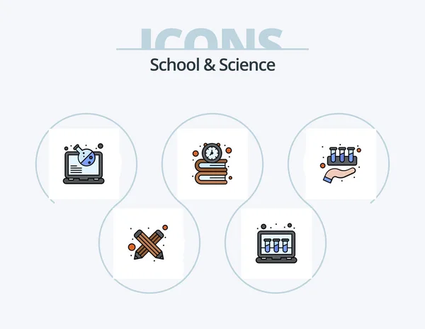 School Science Line Filled Icon Pack Icon Design Online Molecuel — Stok Vektör