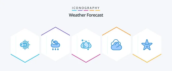 Weather Blue Icon Pack Including Face Rainy Fable Server — Vetor de Stock