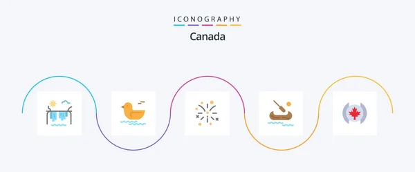 Canada Flat Icon Pack Including Tree Fire Work Leaf Canada — Archivo Imágenes Vectoriales