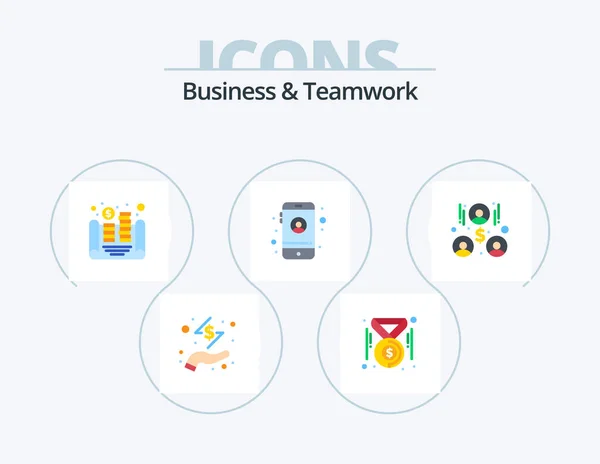 Business Teamwork Flat Icon Pack Icon Design Team Work Building — Διανυσματικό Αρχείο