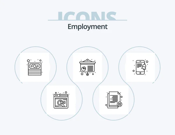 Employment Line Icon Pack Icon Design Note Copy Resources Business — Stock vektor
