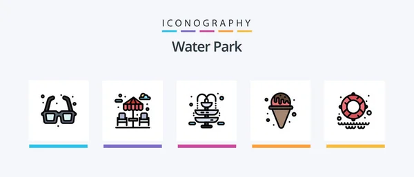 Water Park Line Filled Icon Pack Including Garden Park Park — Stock Vector