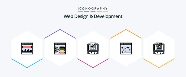 Web Design Development Filledline Icon Pack Including Web Google Computer — Image vectorielle