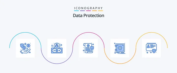 Data Protection Blue Icon Pack Including Data Vault Safe — Image vectorielle