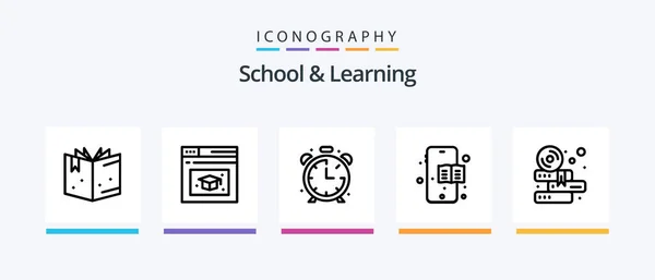 Школа Учебная Линия Icon Pack Включая Доску Образование Образование Learning — стоковый вектор
