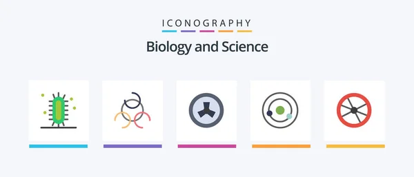 Biology Flat Icon Pack Including Experiment Chemistry Nuclear Biology Chemistry — Stock vektor