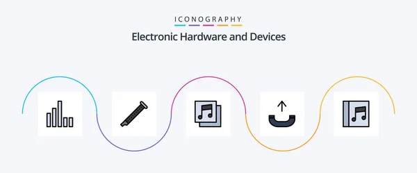 Devices Line Filled Flat Icon Pack Including Media Albums Album — Stockvector