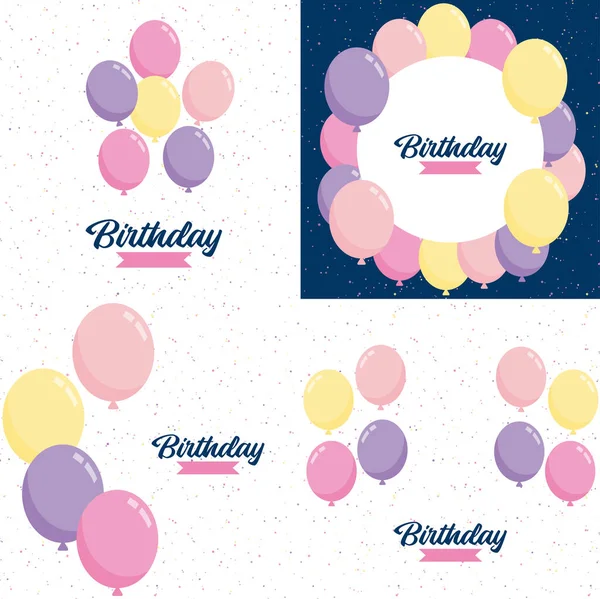 Happy Birthday Bold Geometric Font Pattern Birthday Candles Background — Vector de stock