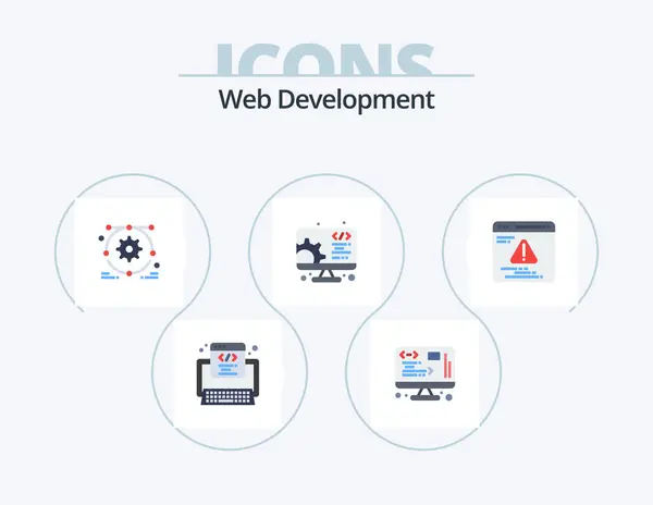 Web Development Flat Icon Pack Icon Design Error Development Development — Stock Vector