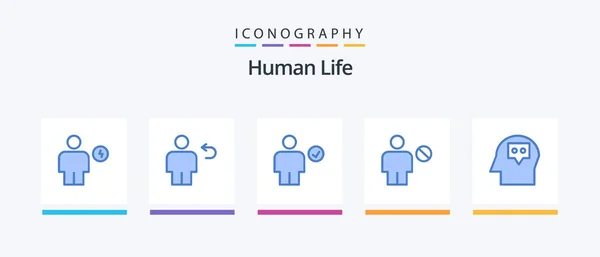 Human Blue Icon Pack Including Body Avatar Human Done Check — Stockvektor