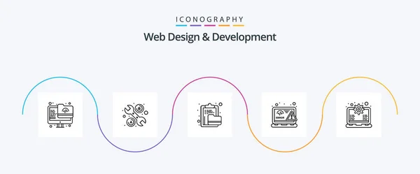 Web Design Development Line Icon Pack Including Gear Web Clipboard — Stock Vector