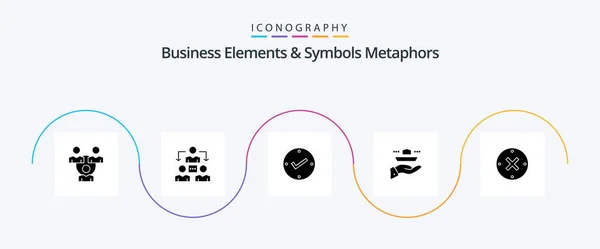 Business Elements Symbols Metaphors Glyph Icon Pack Including Delete Waiter — Stok Vektör