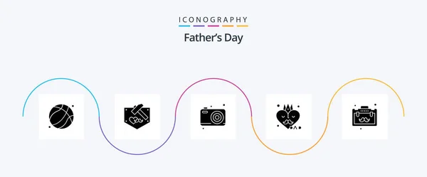 Fathers Day Glyph Icon Pack Including Business Fathers Day Dad — Vetor de Stock