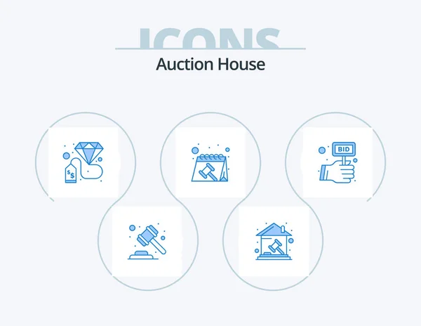 Auction Blue Icon Pack Icon Design Bid Calendar Property Appointment — Stok Vektör